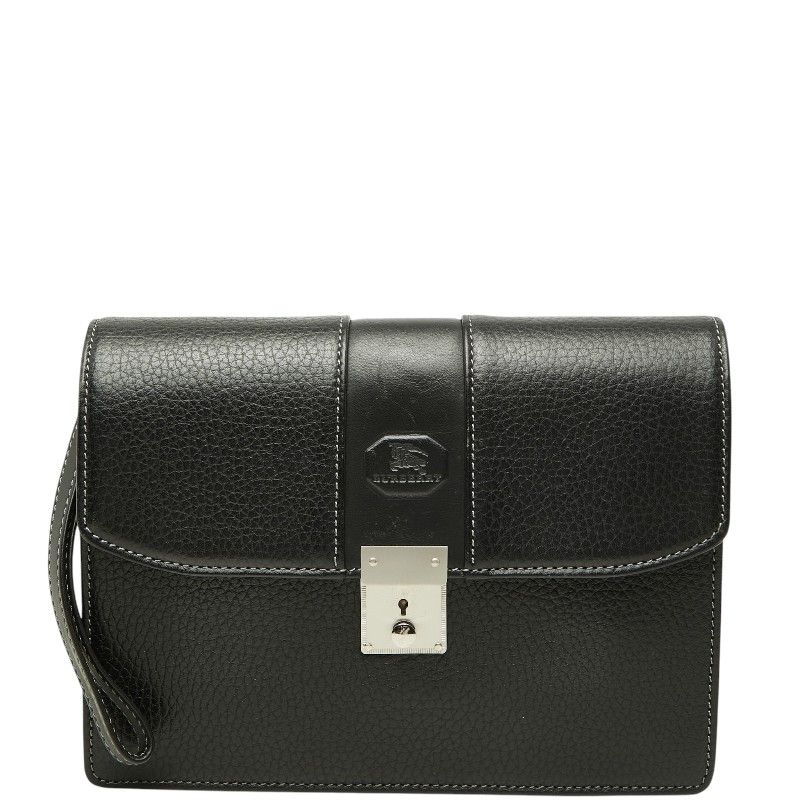 バーバリー ノバチェック シャドーホース セカンドバッグ クラッチバッグ ブラック レザー メンズ BURBERRY【1-0276717】