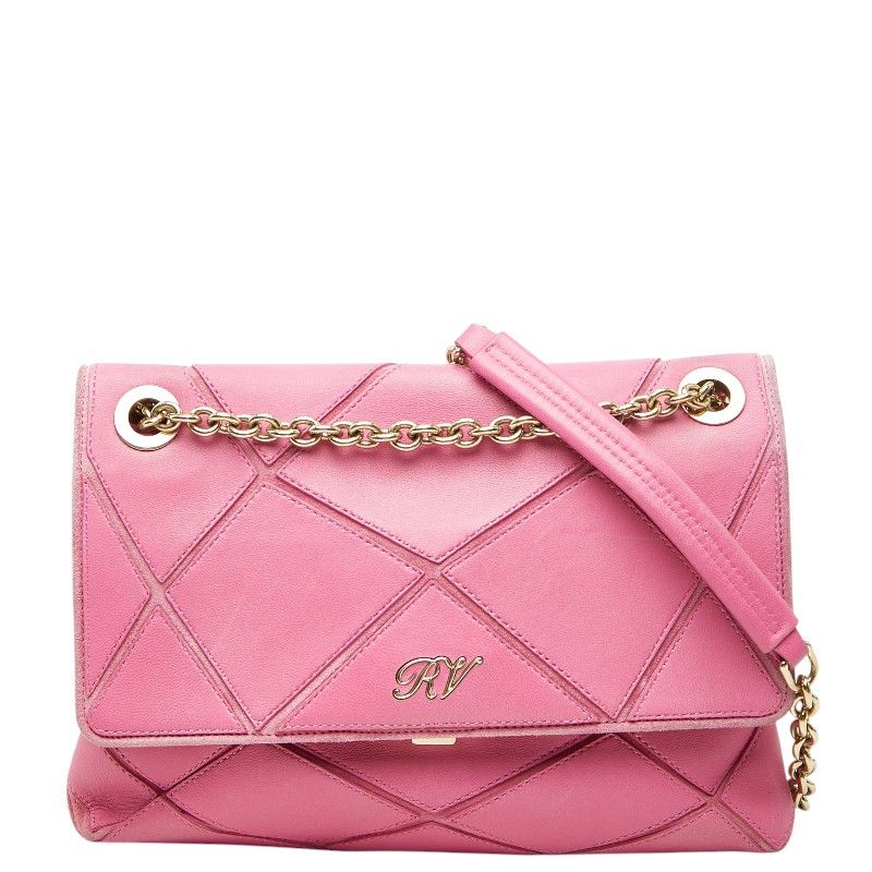 Roger Vivier ロジェヴィヴィエ プリズミック チェーン ショルダーバッグ ピンク レザー レディース【1-0280970】