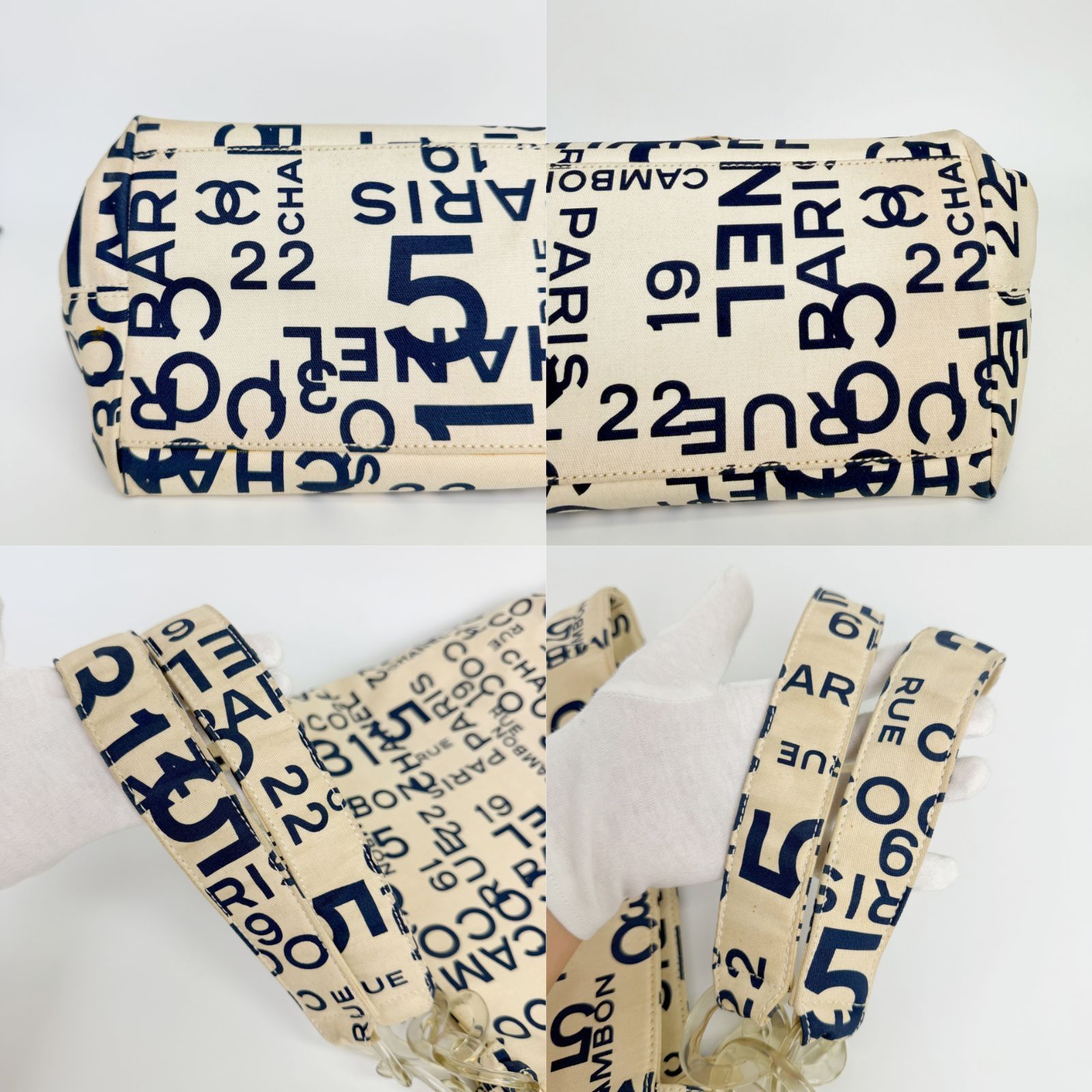 CHANEL 珍しい数字タイプ文字盤　箱＆冊子あり。 中古】CHANEL シャネル ロゴマニア タイポグラフィ トートバッグ