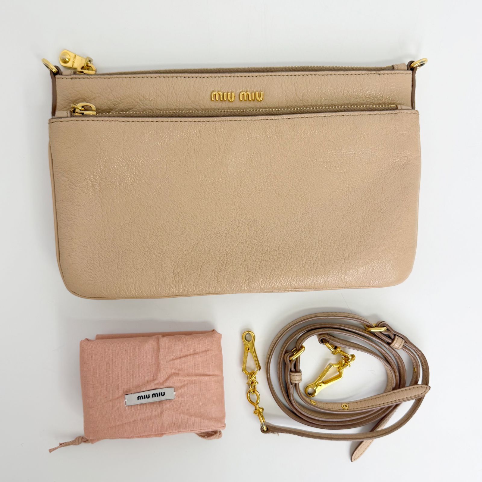 中古】MIU MIU ミュウミュウ ダブルジップ 2WAY ショルダーバッグ