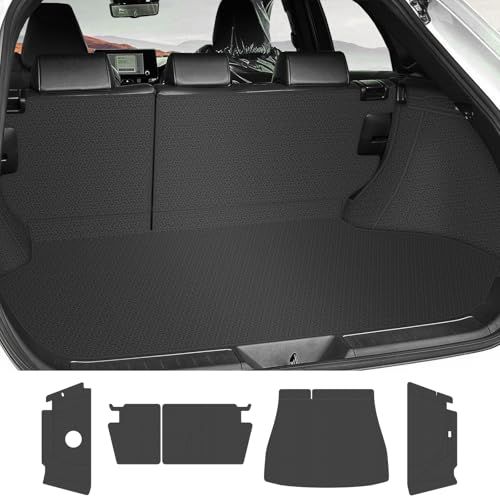 YORKNEIC ラゲッジマット トヨタ対応 ハリアー 80系 2020年?現行 シートバック 背もたれカバー 荷室サイドカバー 車種専用設計 トランクマット カーゴマット 合成革材質 耐汚れ 防水 ブラック サイドスピーカー付きas
