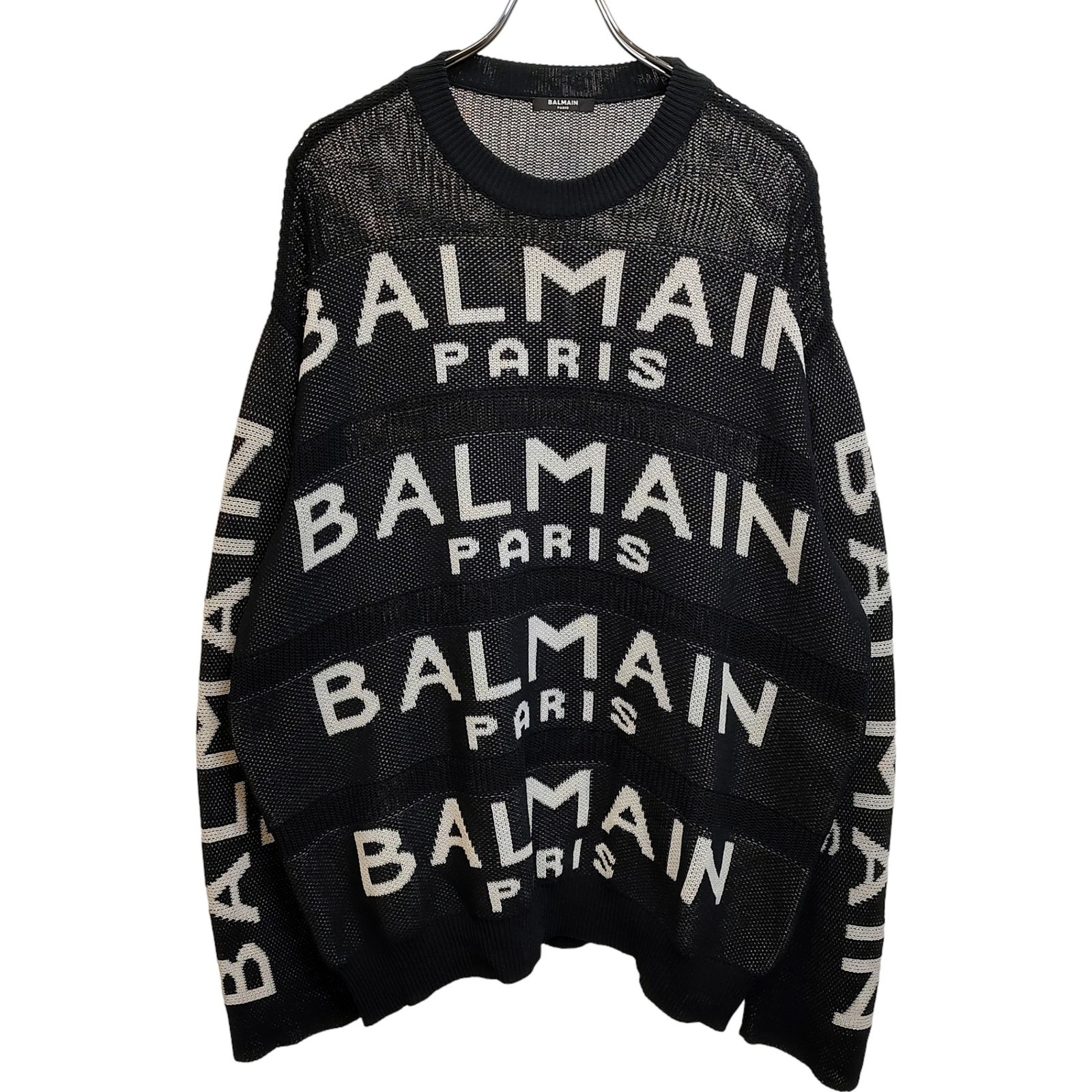 BALMAIN バルマン Jacquard sweater ロゴ・インターシャニット