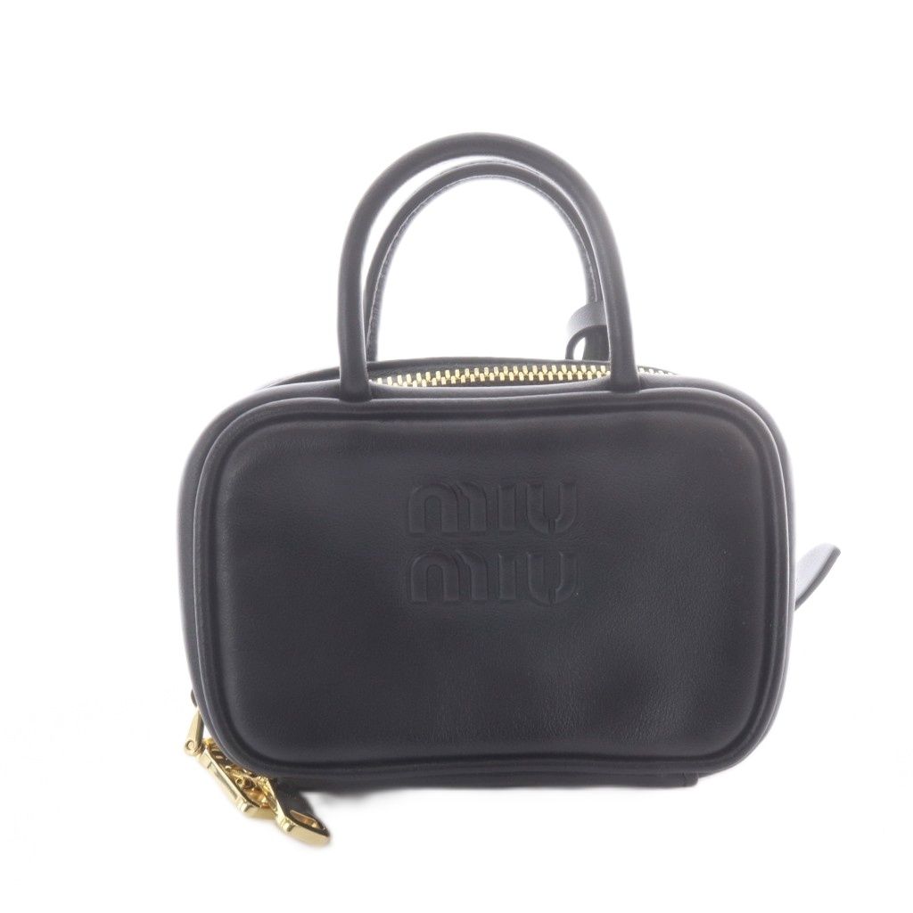 ミュウミュウ miumiu Beau Leather Micro バッグチャーム レザー 黒 ブラック 5NR036