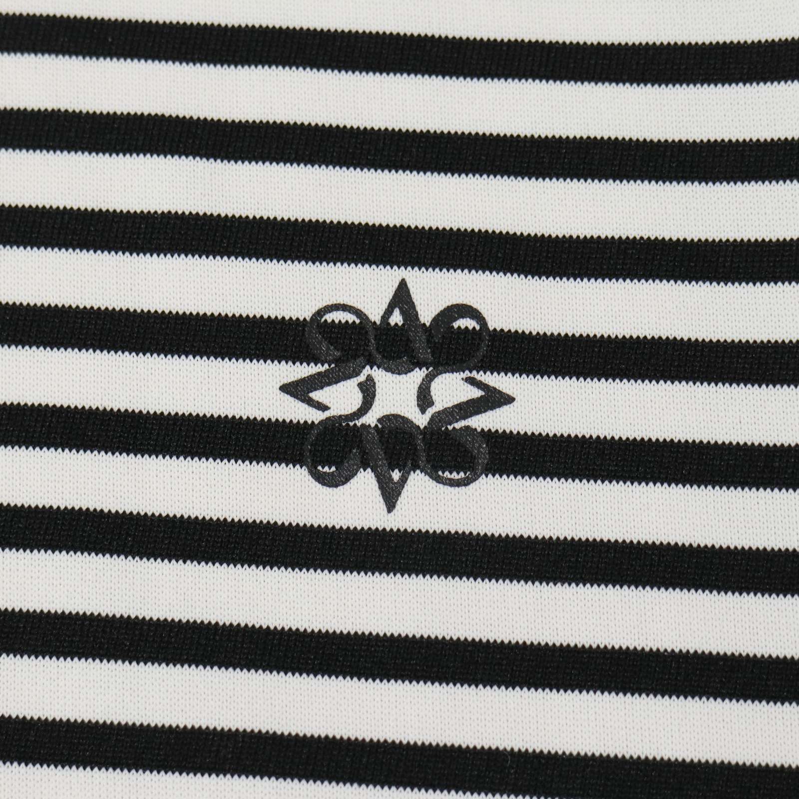 極美品 St.ANDREWS モックネック 総柄*シャツ メンズL ゴルフ/スポ St ANDREWS セントアンドリュース ゴルフ 春夏☆ 半袖 ボーダー モック