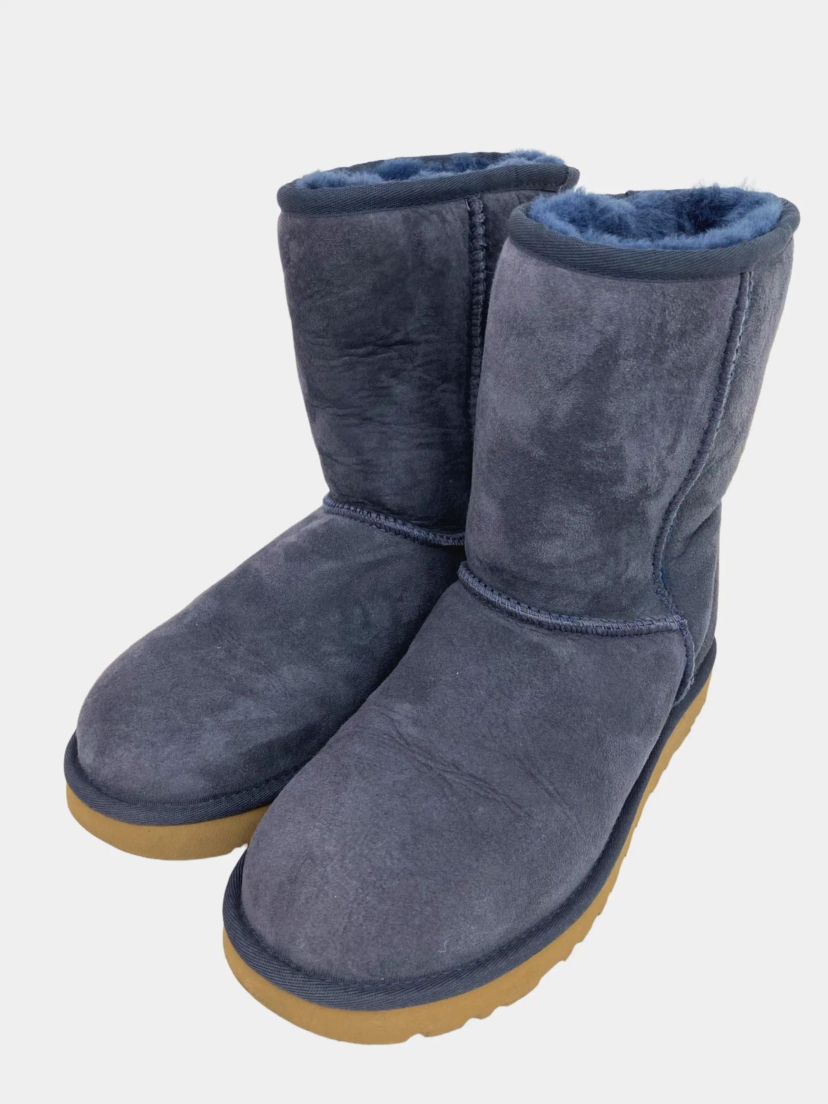 UGG アグ ブーツ 24 ネイビー ボア 無地 ラウンドトゥ ミドル ムートン