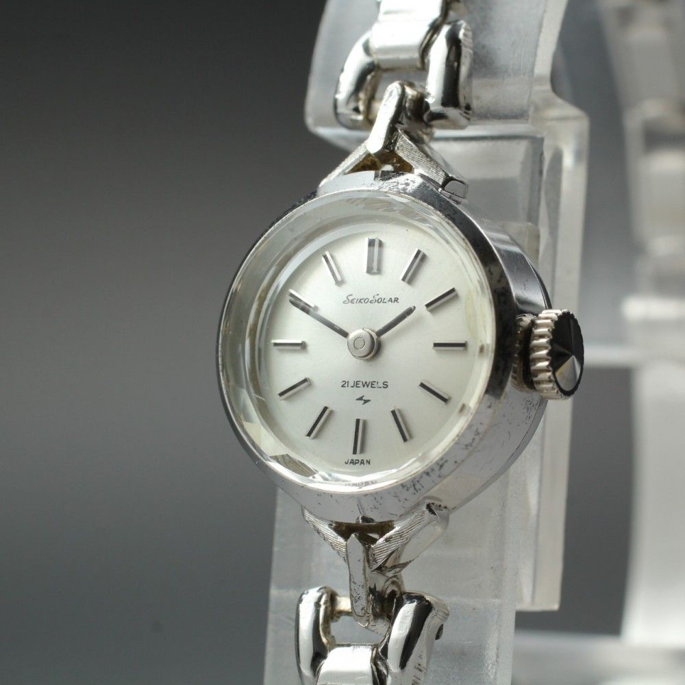 [Working Product] SEIKO Solar 10-0880 Silver Silver Genuine Breath Handwound Ladies Watch, 1970 #14976