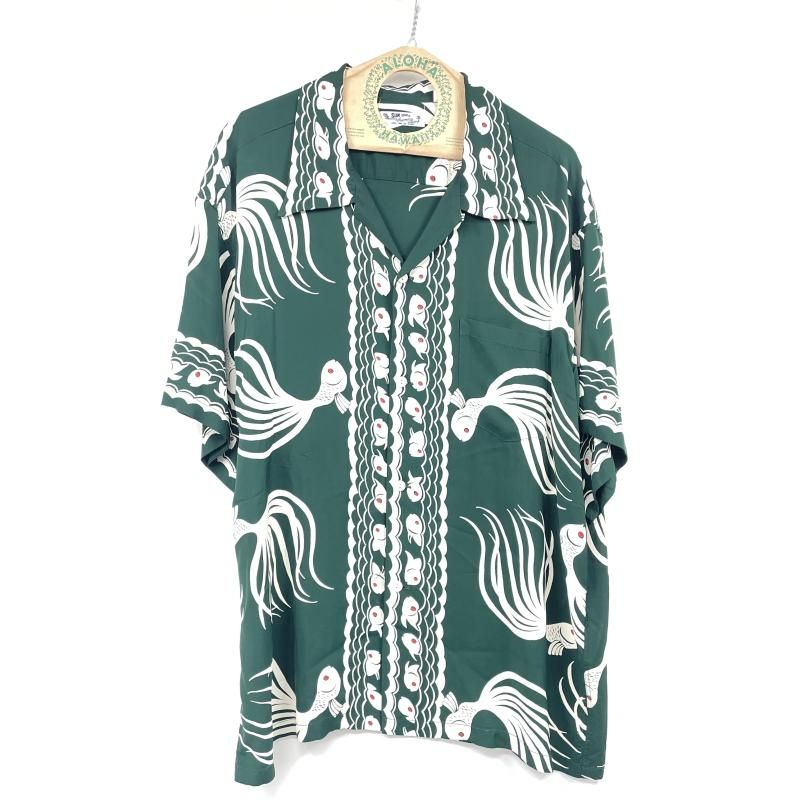 中古】SUNSURF ろぐーす別注 アロハシャツ サイズXXL グリーン