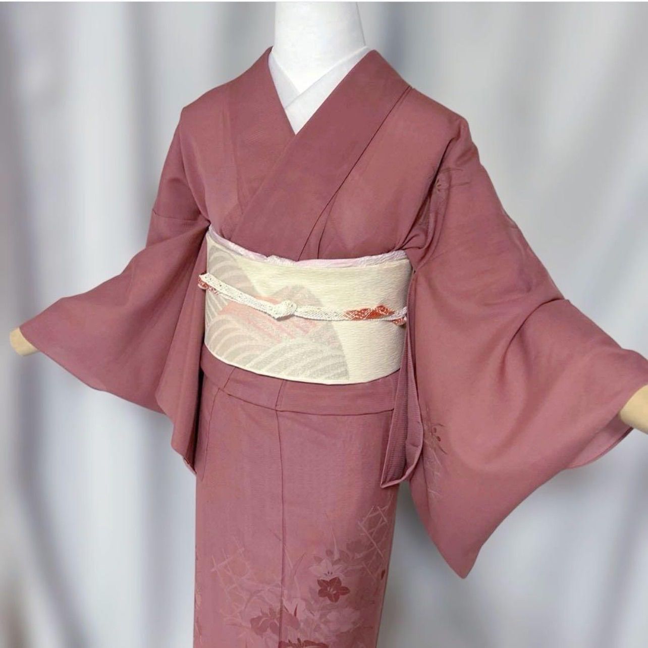 訪問着 絽　帯2点セットa694 H (絽　夏帯　セット) 正絹】絽 訪問着 フルセット 4点 夏帯 夏帯締め 夏帯揚げ 裄丈67