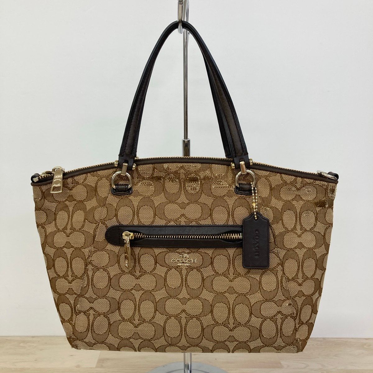 COACH/コーチ シグネチャー トートバッグ/ハンドバッグ ブラウン系