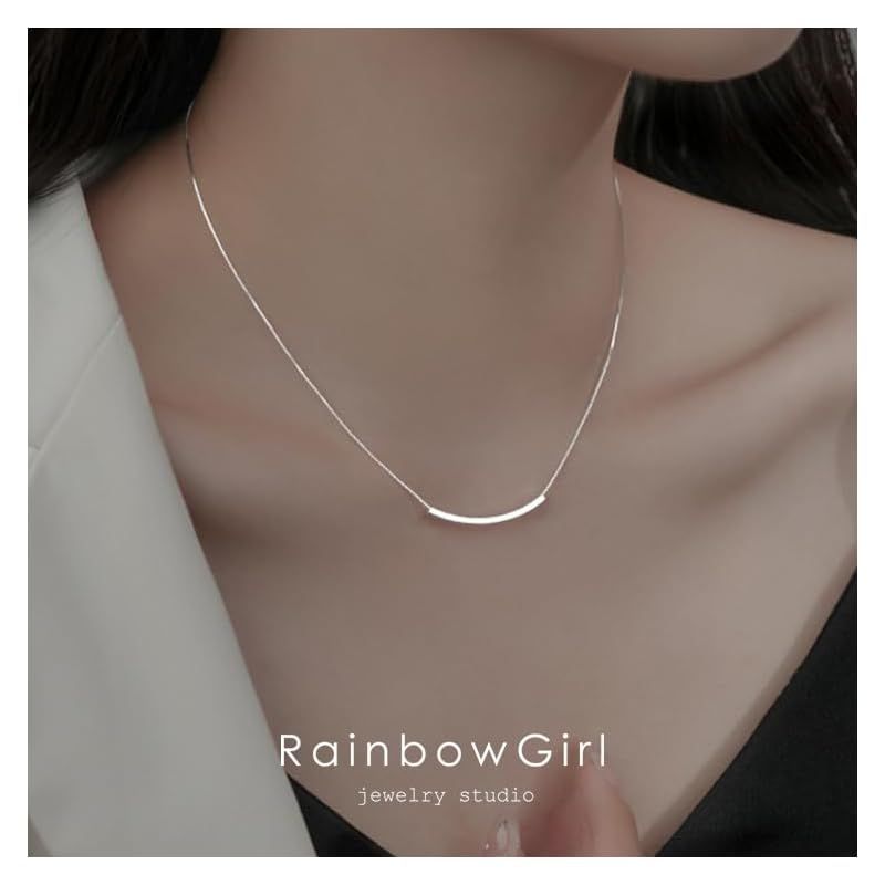 [RainbowGirl] ネックレス レディース スマイルパイプネックレス シンプル シルバー925 カジュアル おしゃれ 女性 誕生日プレゼント