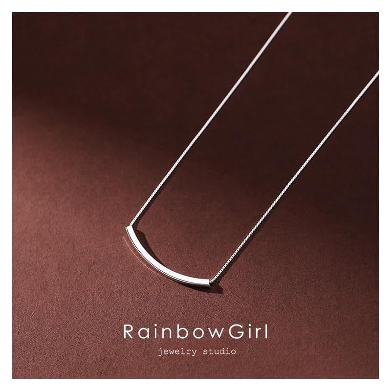 [RainbowGirl] ネックレス レディース スマイルパイプネックレス シンプル シルバー925 カジュアル おしゃれ 女性 誕生日プレゼント