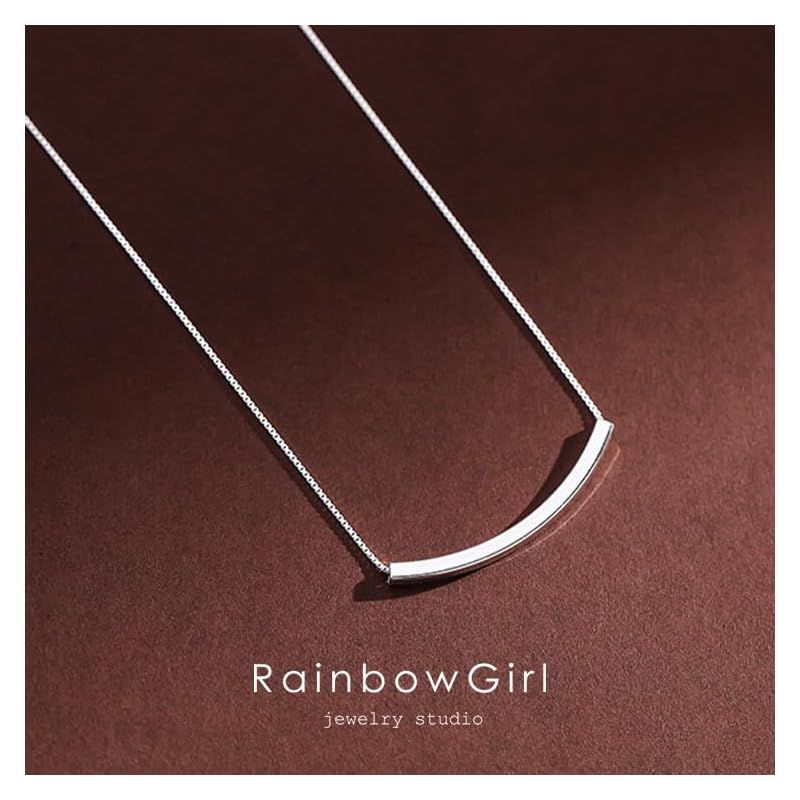 [RainbowGirl] ネックレス レディース スマイルパイプネックレス シンプル シルバー925 カジュアル おしゃれ 女性 誕生日プレゼント