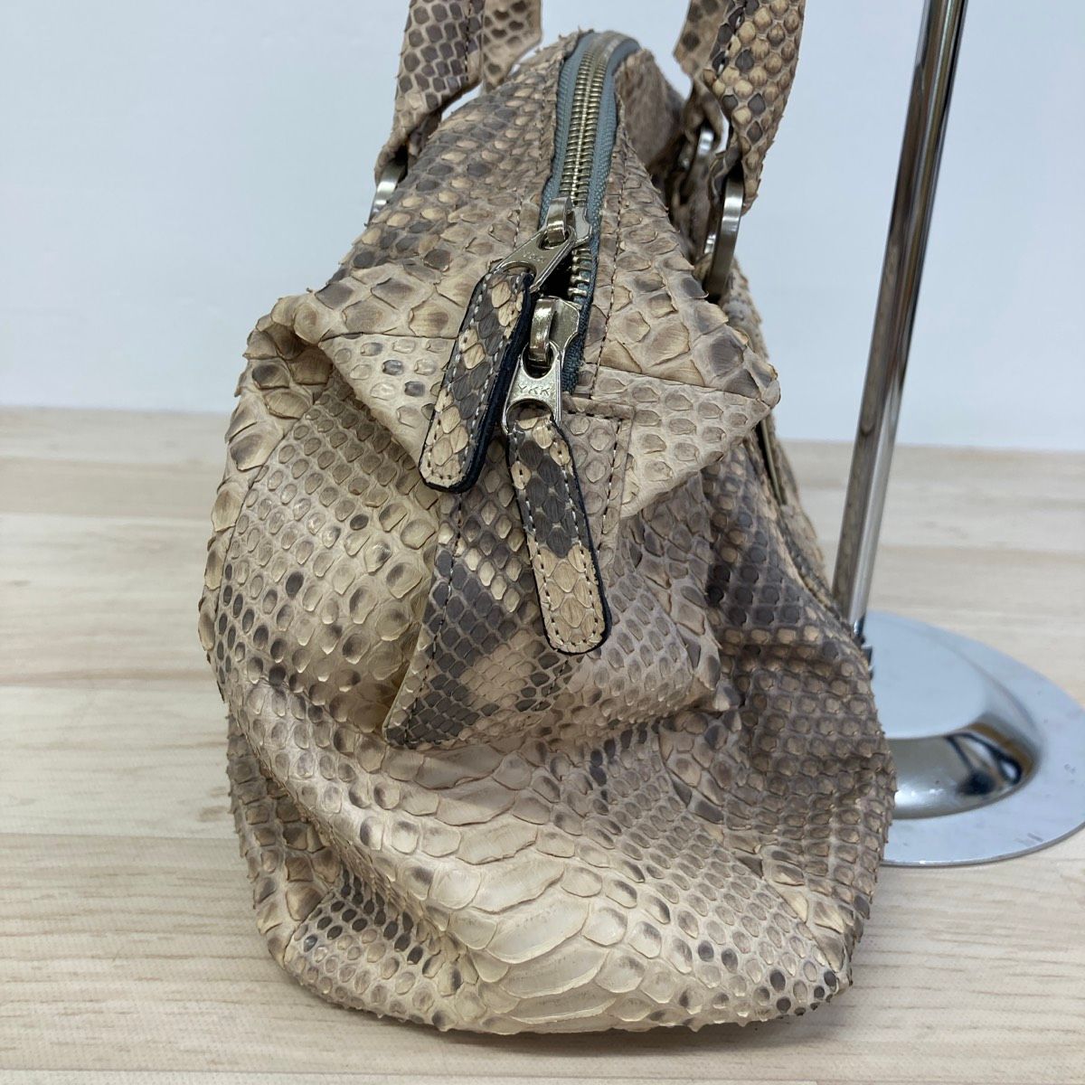 美品 JRA認定 パイソン ハンドバッグ/トートバッグ 蛇革 エキゾチック