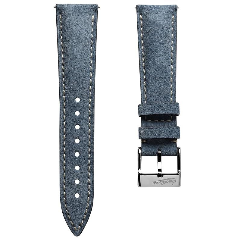 【新品】 [WatchGecko] ヴィンテージ ハイリー認定 本革製 交換用腕時計バンド。スタイリッシュで耐久性に メンズ腕時計バンド。クッション性で快適。取り付け簡単。スエード インディゴ、22mm 1 14,480円