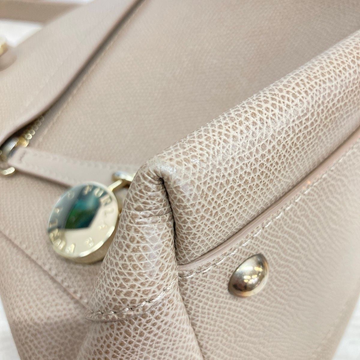 FURLA】フルラ2wayショルダーハンドバッグ ブルー×ベージュ イタリア製 