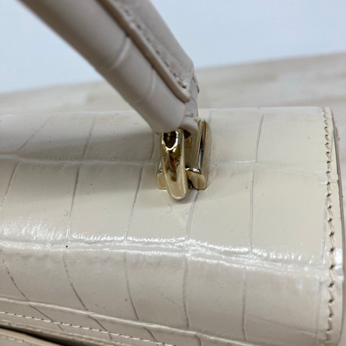 美品 FURLA/フルラ クロコ型押し レザー 2WAY ハンドバッグ/ショルダー