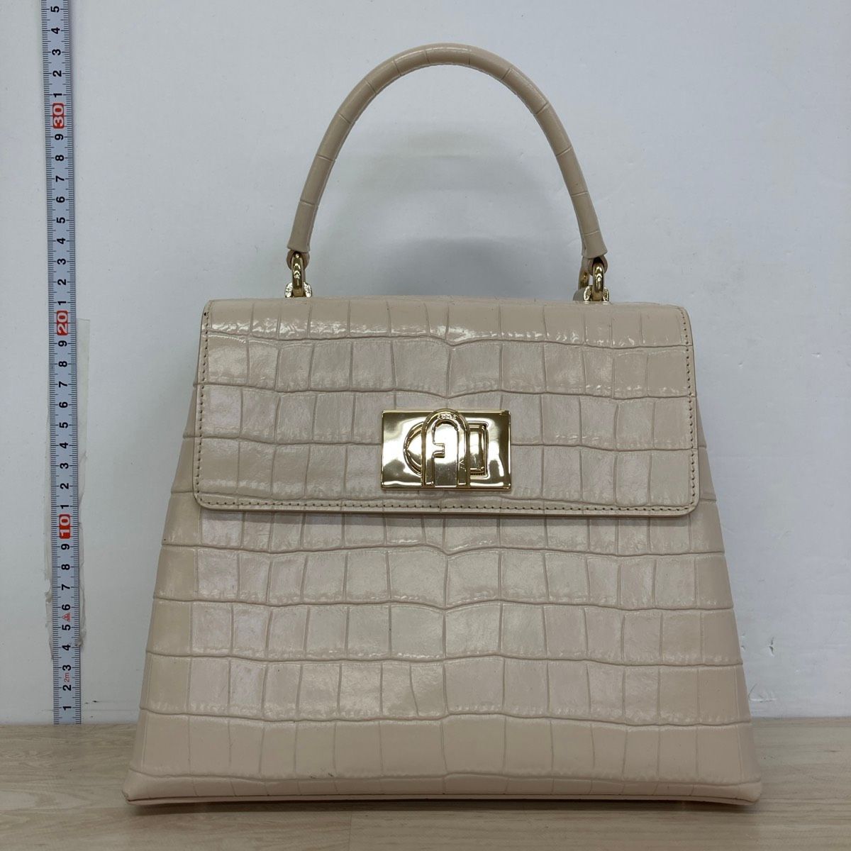 FURLA クロコ型押し ハンドバッグ 2way 美品 FURLA/フルラ クロコ型押し レザー 2WAY ハンドバッグ/ショルダー