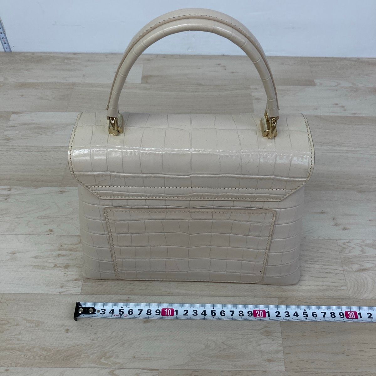 美品 FURLA/フルラ クロコ型押し レザー 2WAY ハンドバッグ/ショルダー