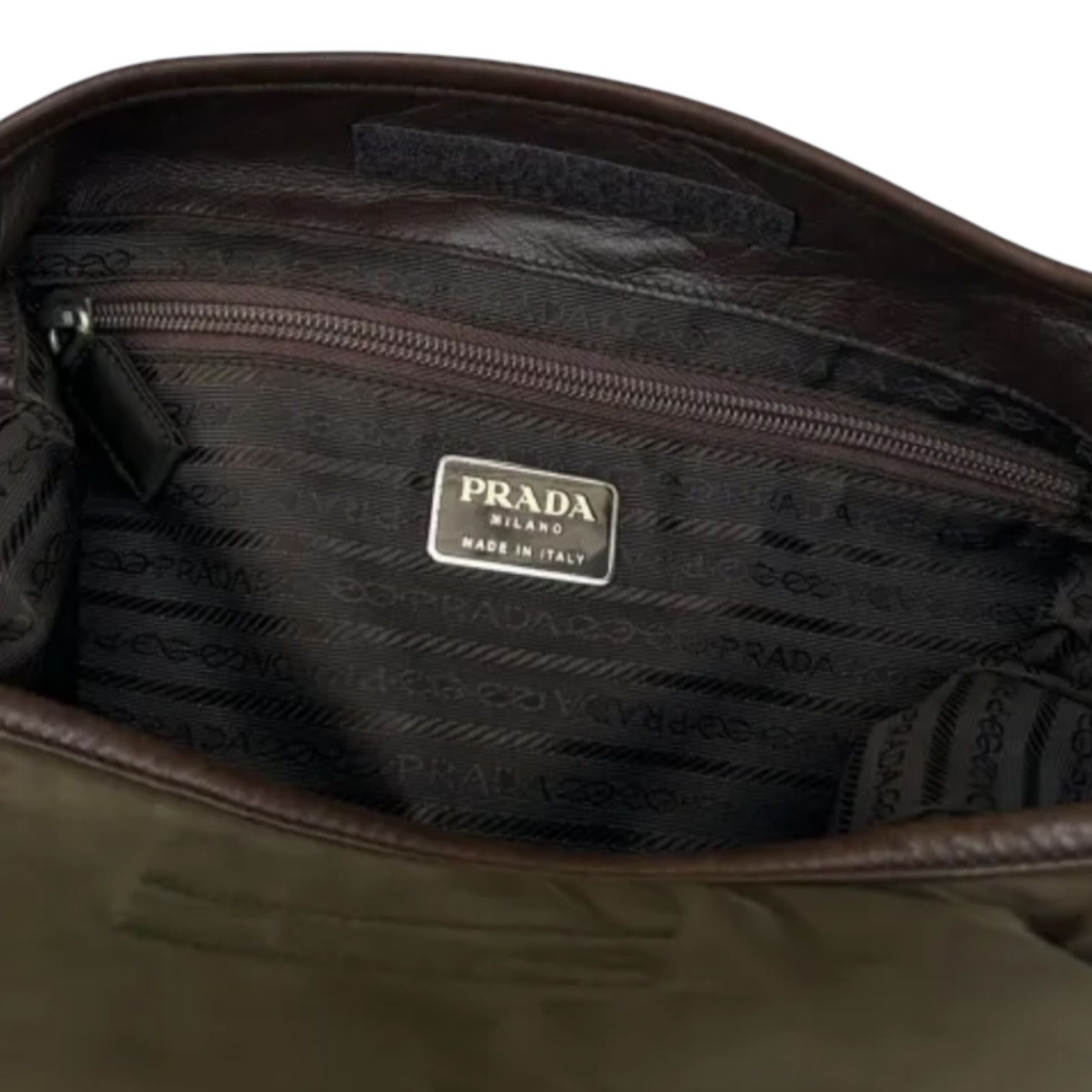 90s PRADA Made in Italy Nylon/Leather Shoulder Bag