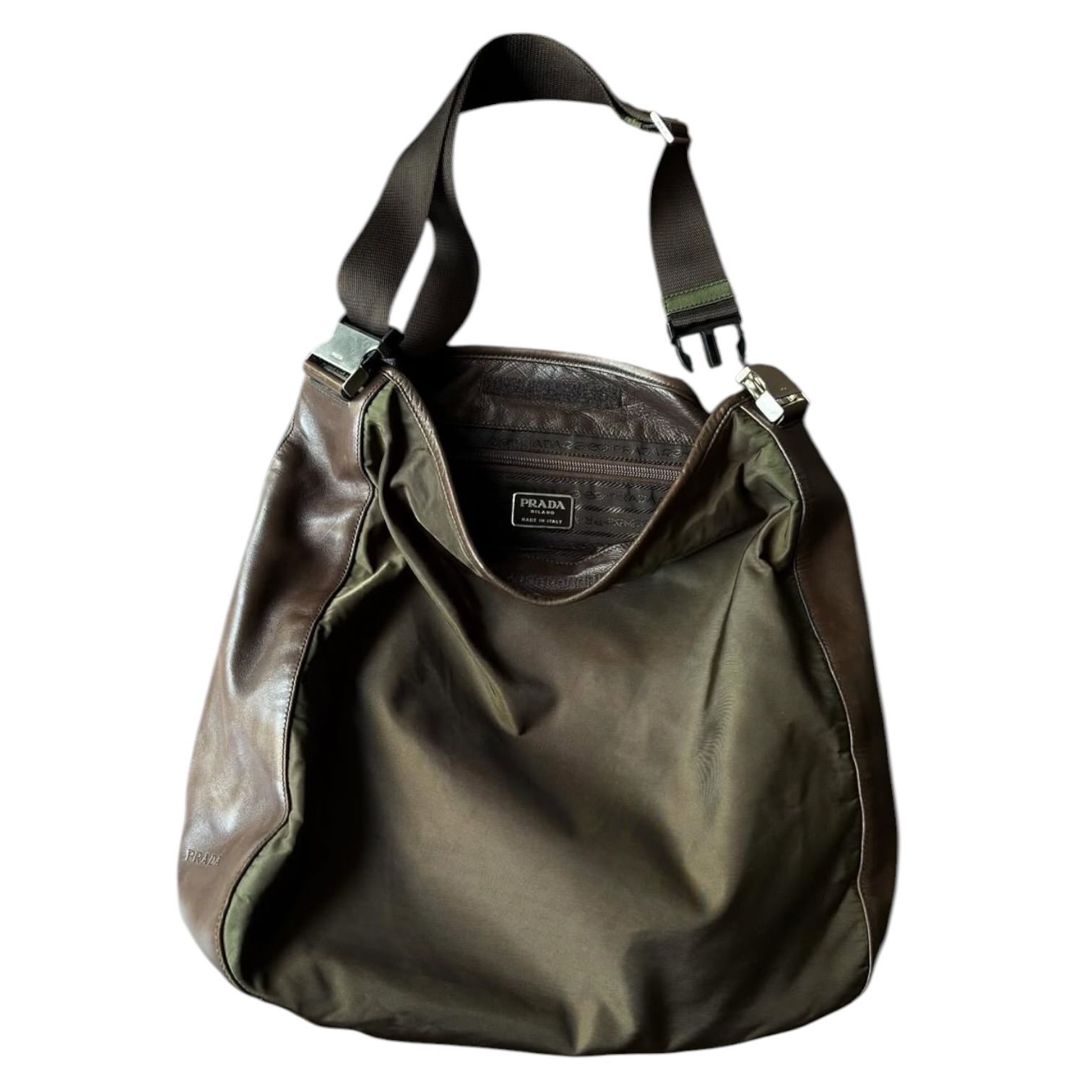 90s PRADA Made in Italy Nylon/Leather Shoulder Bag