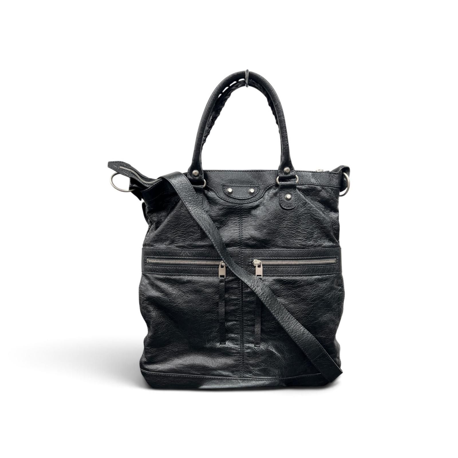BALENCIAGA 希少 美品 バレンシアガ クラシックスクエア 2way ハンドバッグ ショルダーバッグ 340679 レザー ブラック ユニセックス Y2K Aランク 中古 鑑定済 バレンシアガバッグ 104,390円