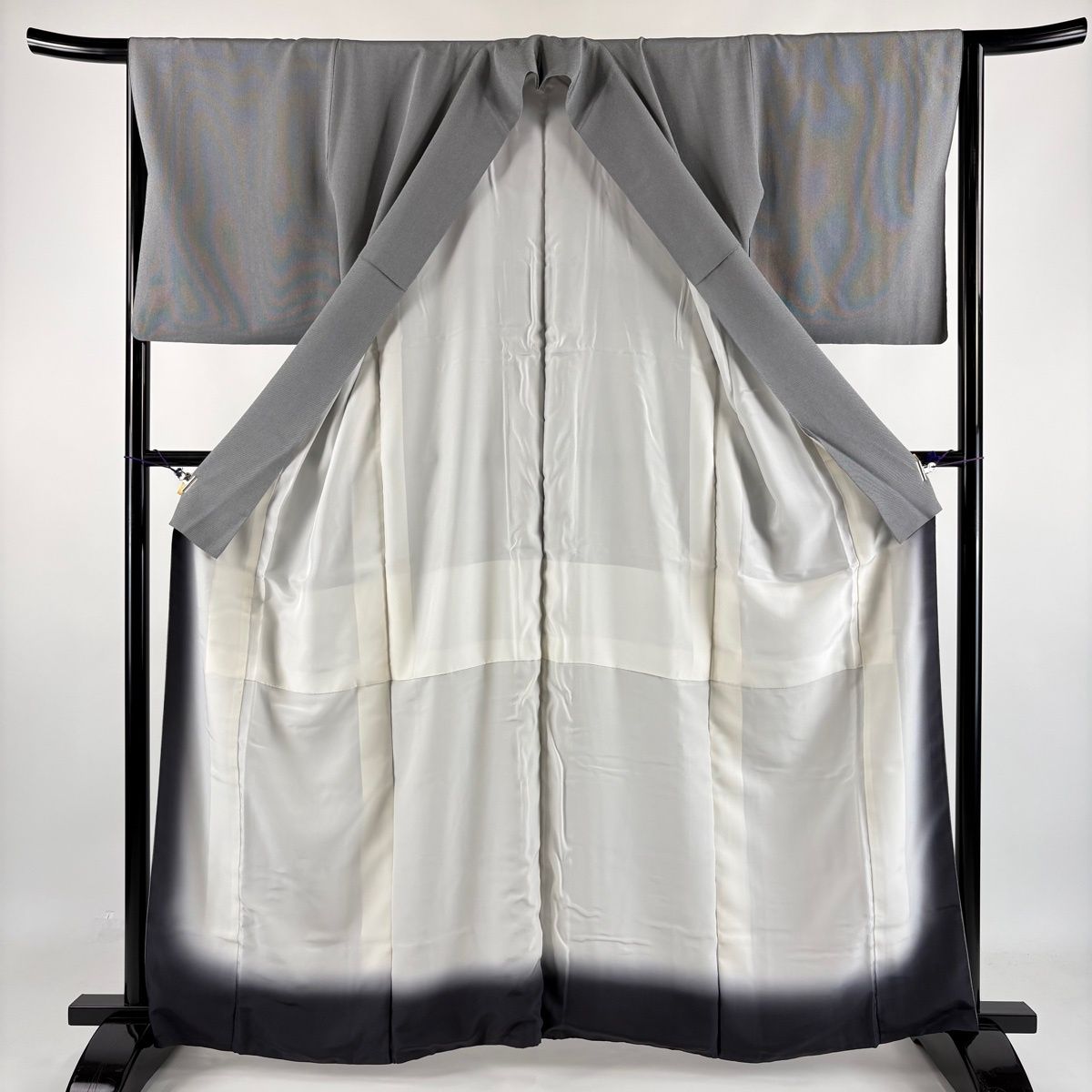 江戸小紋 身丈162cm 裄丈65cm M 袷 寺山存男 落款 万筋 黒灰 正絹 名品 【中古】