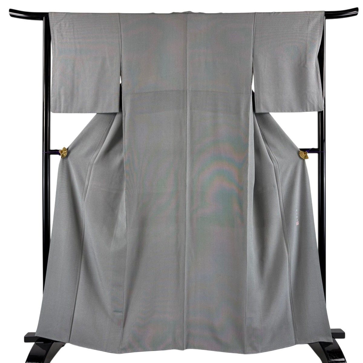 江戸小紋 身丈162cm 裄丈65cm M 袷 寺山存男 落款 万筋 黒灰 正絹 名品 【中古】