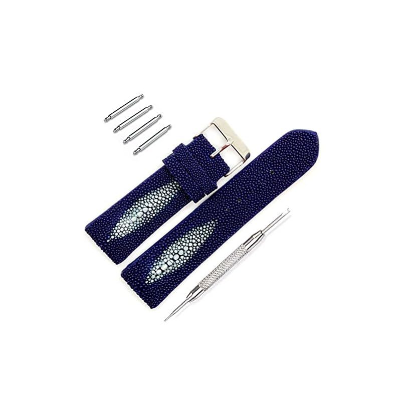 【新品】 [レヴェッタ] エイ革 腕時計 バンド ベルト ガルーシャ スティングレイ ブルー 青 ポイント 22mm バネ棒 バネ棒外し付き [090-2stb22-1] 1 8,476円