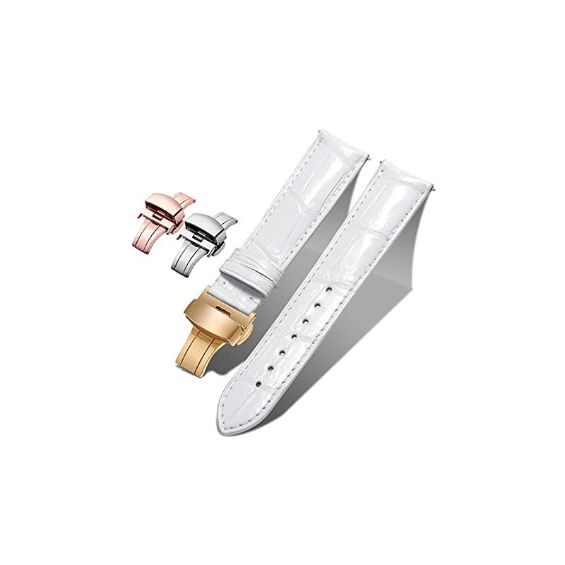 【新品】 [BINLUN] 時計バンド 交換革ベルトレザーウオッチストッラプ 3色バックルセット18/19/20/21/22/24mm メンズ レディース レッド ブラック ブルー ホワイト ブラウン ボックス付き 1