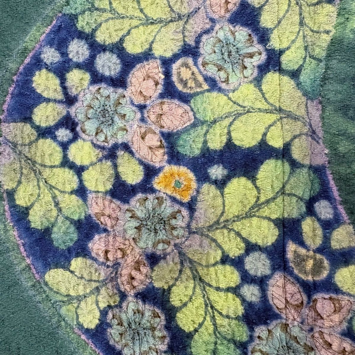 美品】 訪問着 身丈163.5cm 裄丈64cm M 袷 落款 辻ヶ花柄 七宝 青緑