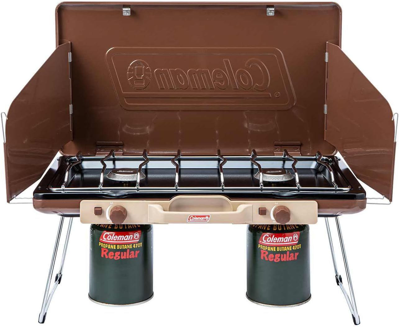 ColemanコールマンパワーハウスLPツーバーナーストーブII防災キャリーハンドル付ハイパワーアウトドアキャンプBBQ調理
