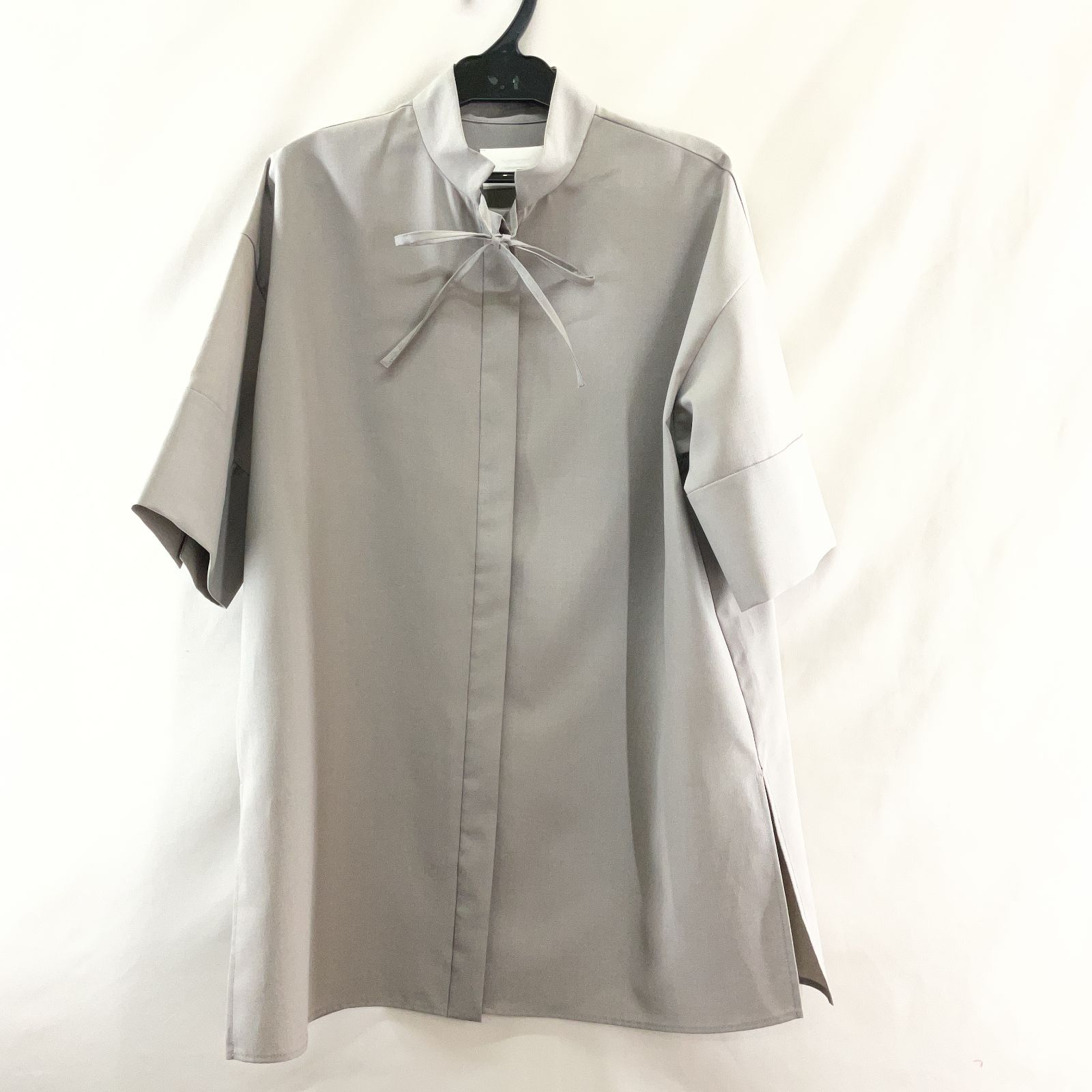 AMERI／アメリ MEDI BACK SLIT OVER SHIRT 黒系 グレー サイズF 