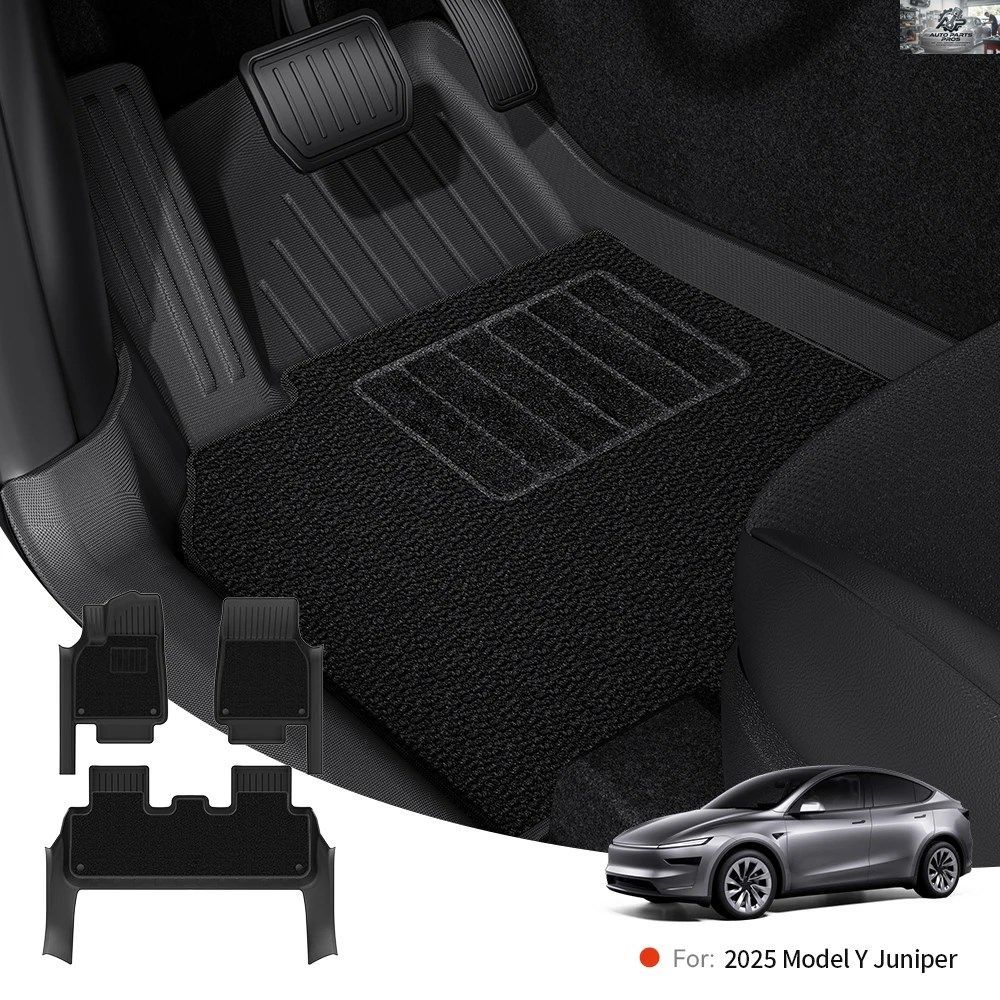 YZ TESLA MODEL Y JUNIPER 2026 FLOOR MATS WITH DOOR SILL PROTECTION STRIPS ALL-WEATHER FLOOR LINER CARGO MAT TRUNK BACKREST