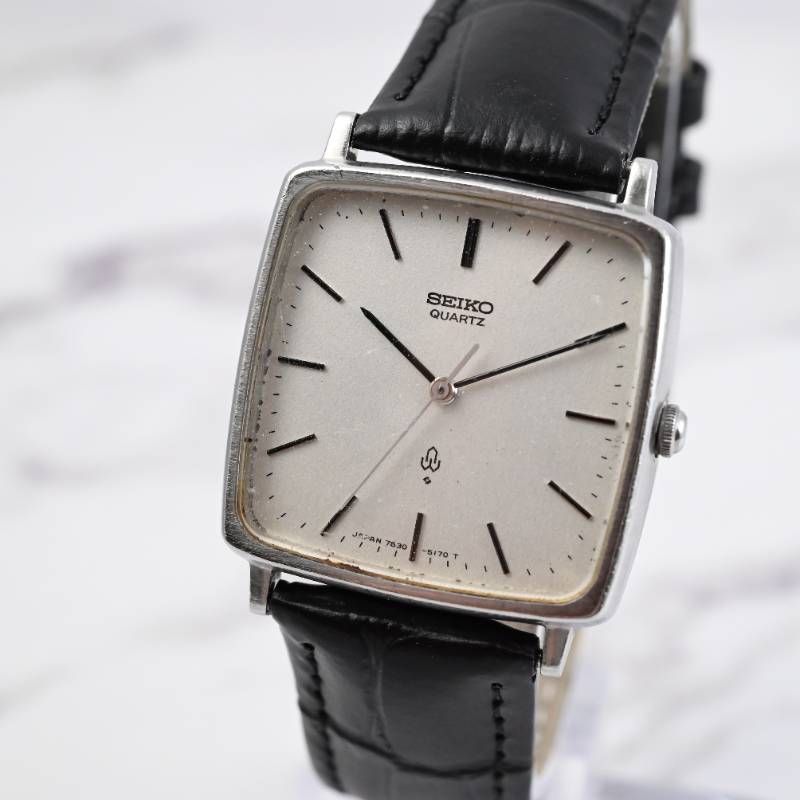 [Brand New Strap/Brand New Battery] Working Product Seiko Men's Women's Unisex Watch Quartz Cal.7830 Square/Tank Type Classic