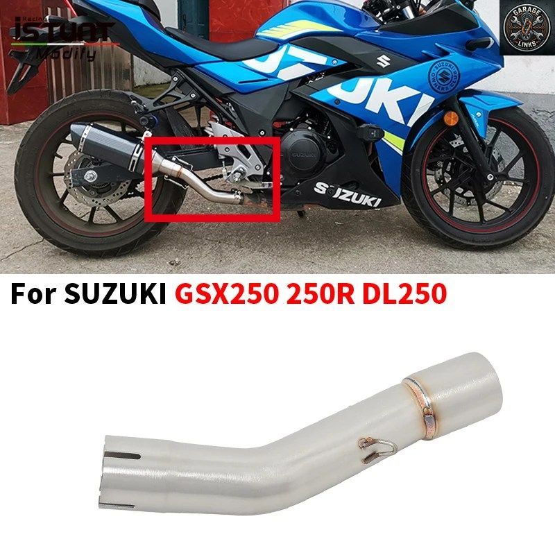 スズキ DL250 GSX250R 用スリップオン オートバイ排気マフラー Modified Escape Moto Mid ステンレススチール ミドルリンクパイプ 50.8MM