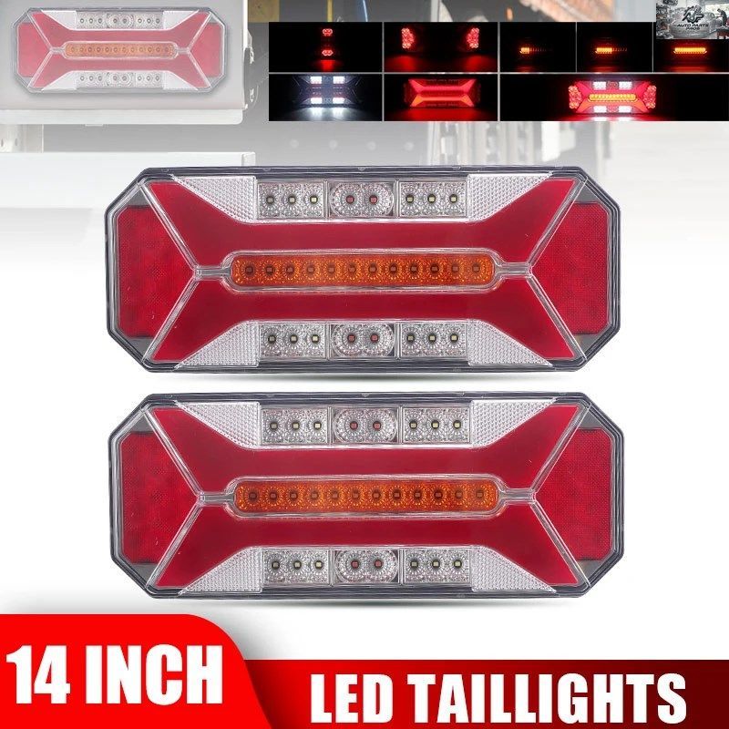 12V 24V 14インチ LED REAR COMBINATION TAIL LIGHT FOG LAMP 5 IN 1 REFLECTOR TAILLIGHT TURN SIGNAL STOP REVERSEL LAMP TRAILER TRUCK