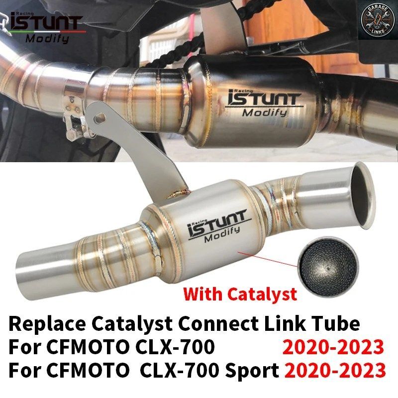 CFMOTO CLX 700 CLX700 Sport 2020-2023用スリップオンモーターサイクル排気システムミドルリンクパイプエスケープモトコネクトリンクチュ