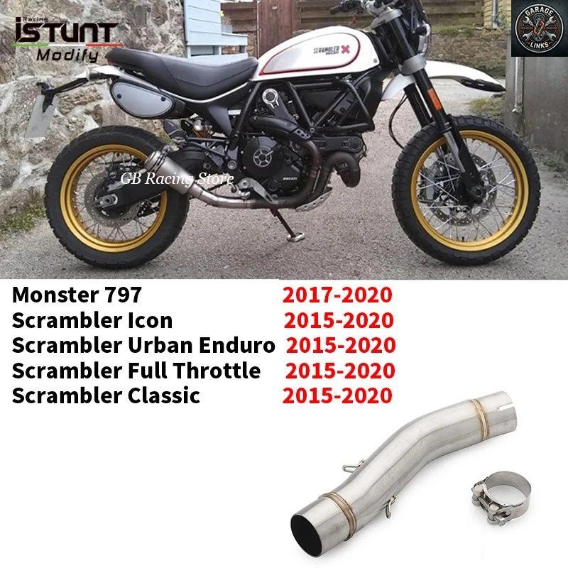 オートバイ用排気ミドルリンクパイプマフラー接続チューブスリップオン（ドゥカティ スクランブラー800 2015-2020、モンスター797 2017-202