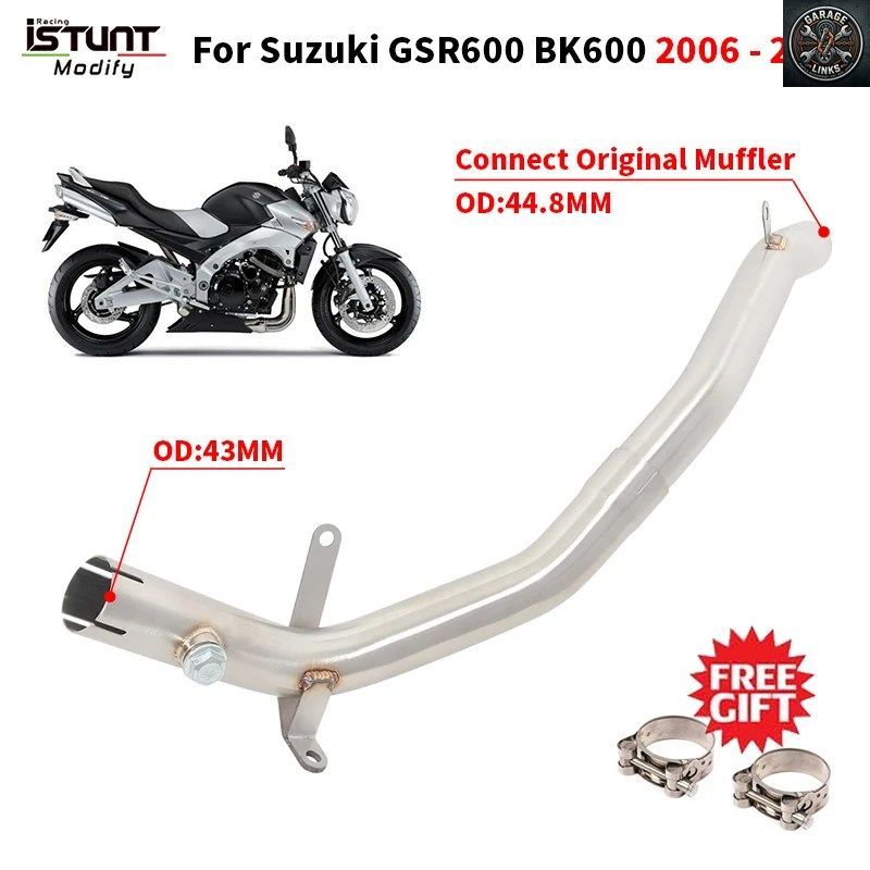 スズキ GSR600 GSR 600 BK600 2006 - 2011 用スリップ オートバイ排気システム エスケープ モト ミッドリンク パイプ コネクト オリジナル