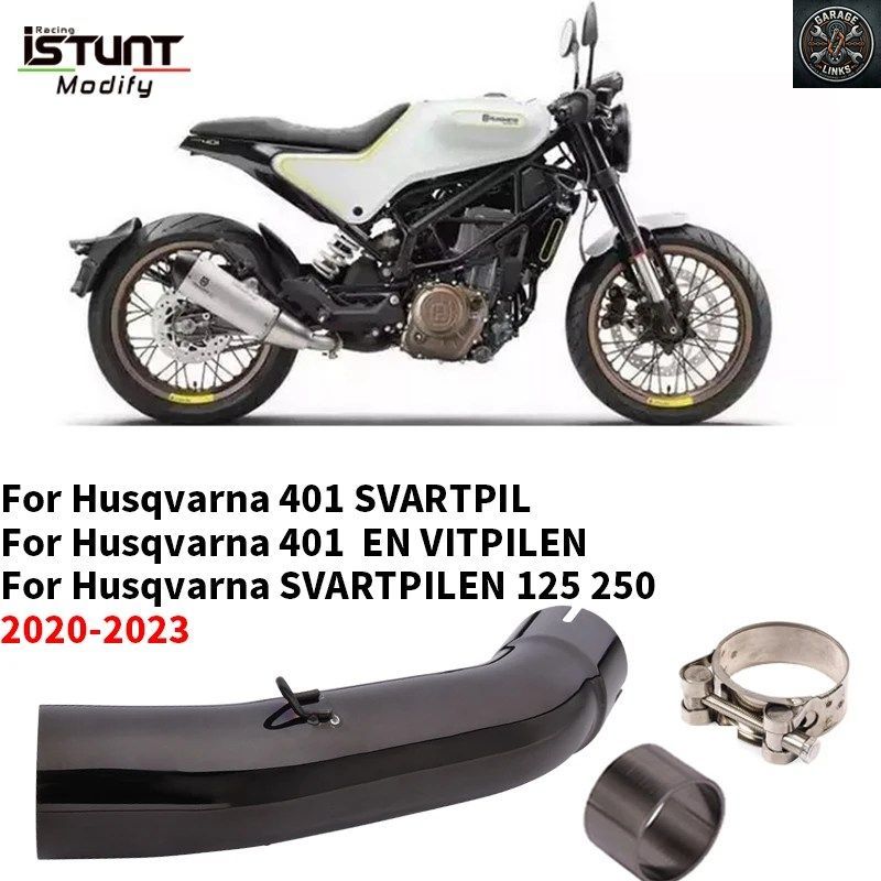 オートバイの排気黒ミッドパイプ接続 51 ミリメートルマフラーハスクバーナ 401 SVARTPILEN 401 VITPILEN 125 250 2020 2021 2022 2023