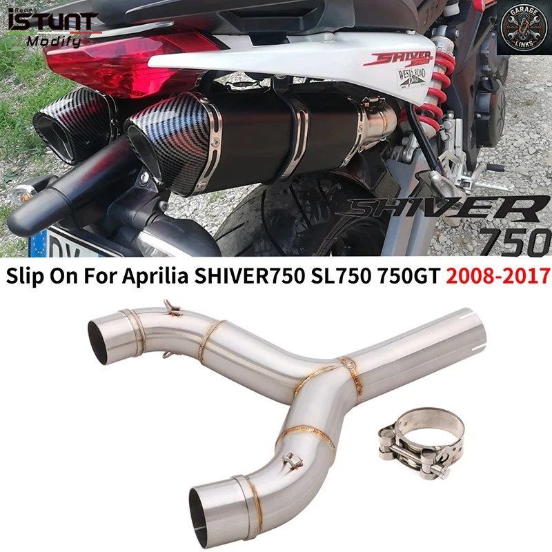 アプリリア SHIVER750 2008-2017 用、アプリリア Shiver 750 GT 2008-2017 用ミッドリンクパイプ Espace Moto Connect 51mm マフラー スリ