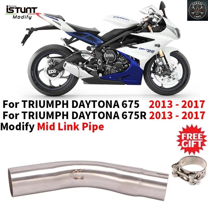 トライアンフ デイトナ 675 675R 2013 - 2017 用 オートバイ用ミドルリンクパイプ排気接続チップ スリップオン ステンレススチール 51mm ミ 8,235円