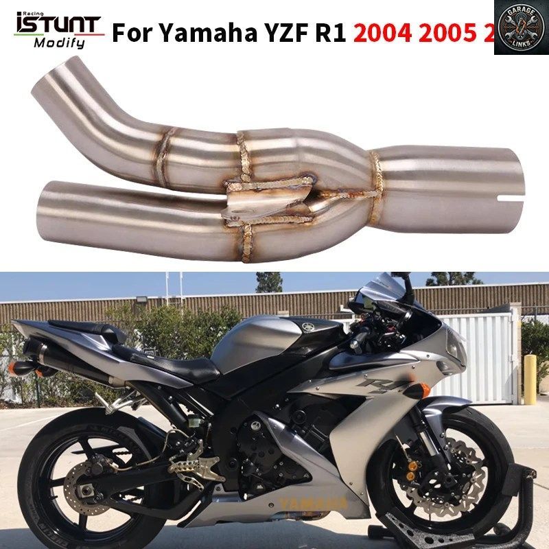 ヤマハ YZF R1 R 1 2004 2005 2006 用スリップオン オートバイ排気システム エスケープ モト ミドルリンク パイプ コネクト オリジナル マ