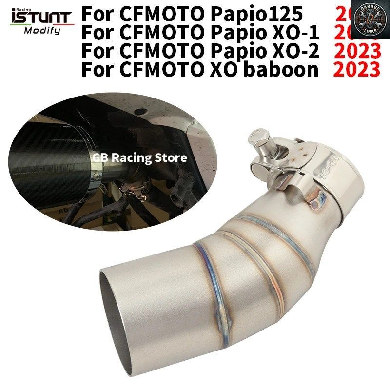 Cfmoto Papio125 Xo-1 Xo-2 Xo Baboon 2023 用オートバイ排気マフラー改造 50.8mm ステンレススチール ミッドリンクパイプ Espace Moto