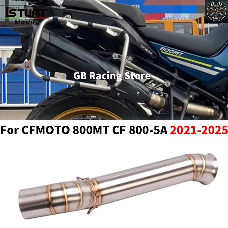 CFMOTO 800MT 800-5A 2021-2025用スリップオン式オートバイ排気フルシステム改造マフラーステンレススチール製ミドルリンクパイプチューブ