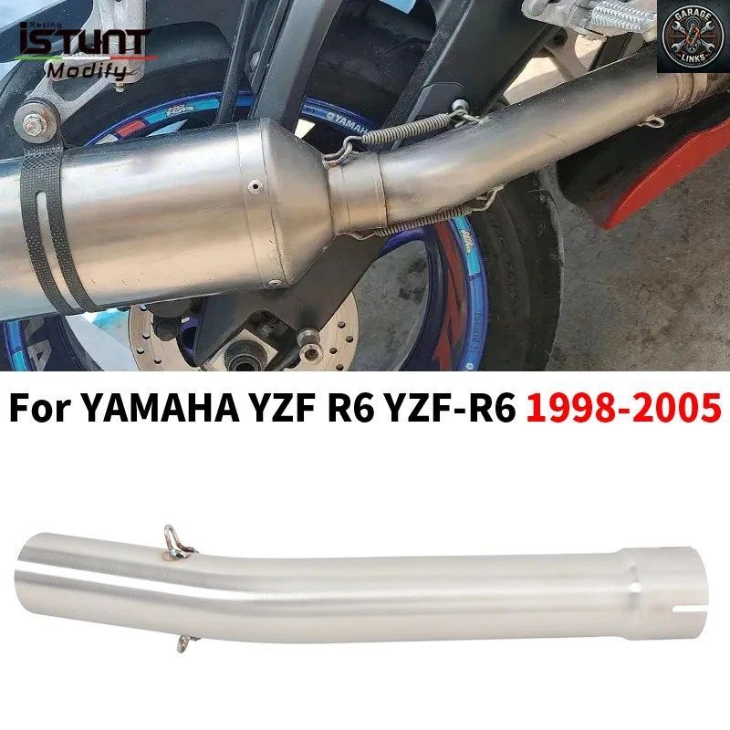 YAMAHA YZF R6 YZF-R6 1998-2005用オートバイ排気システム改造マフラー51mmステンレススチールミドルリンクパイプ