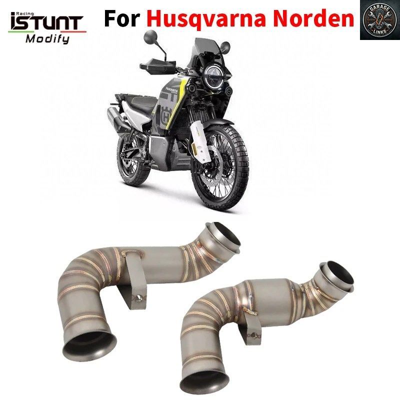 Husqvarna Norden 901用スリップオン式オートバイ排気管、ステンレススチール製改造ミドルリンクパイプ、Escape Moto Connectオリジナルマ