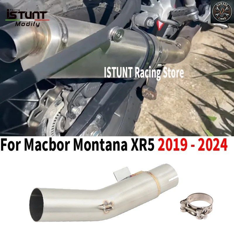 Macbor Montana XR5 XR 5 2019 - 2024 年モデル用スリップオン式オートバイ排気システム Escape Moto ミドル 50.8MM ミドルリンクパイプ