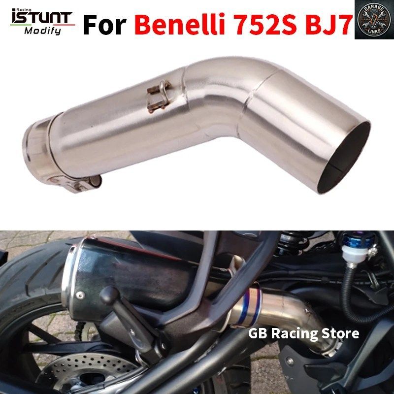 オートバイ排気口改造ステンレススチール製中間接続リンクパイプ（マフラーなし）51mmスリップオン（ベネリ752S BJ752用）