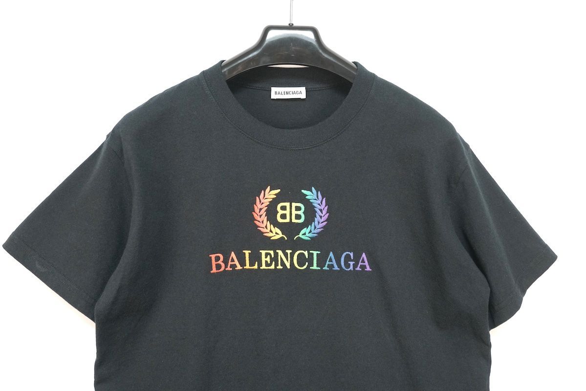 BALENCIAGA バレンシアガ BB レインボー ロゴ エンブロイダリー T
